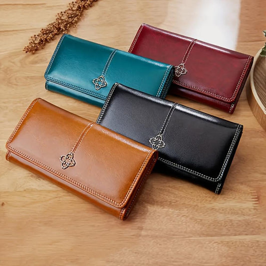 Amoria Luxe Portefeuille Long | Portefeuille Femme Élégant en Cuir Premium