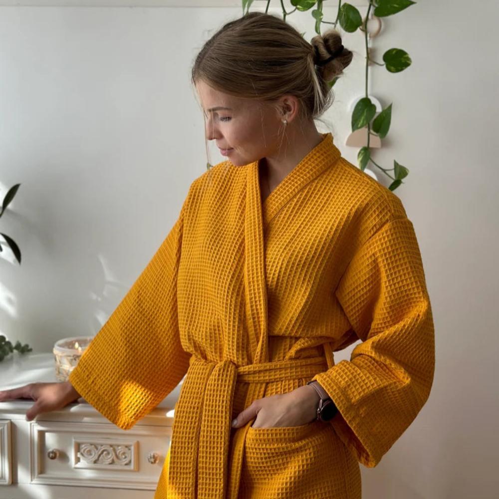 Peignoir Gaufré Coton Élégant