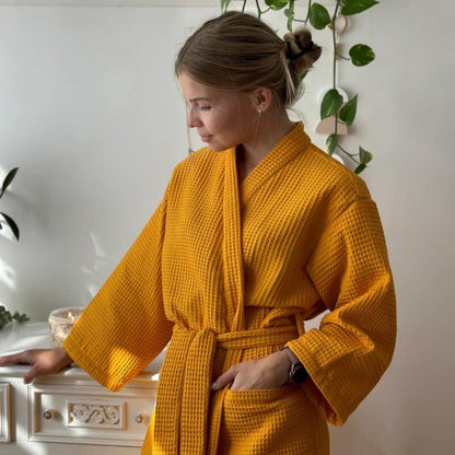Peignoir Gaufré Coton Élégant