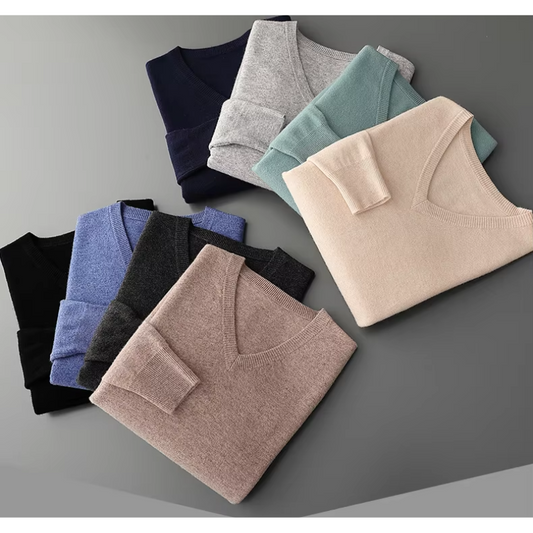 Pull col V en Maille – Manches Longues – Tricot Doux