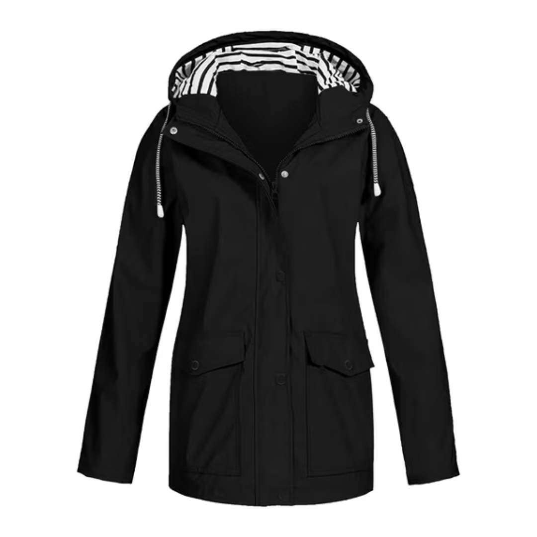 Veste Imperméable Femme – Capuche – Boutons Pression