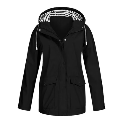Veste Imperméable Femme – Capuche – Boutons Pression