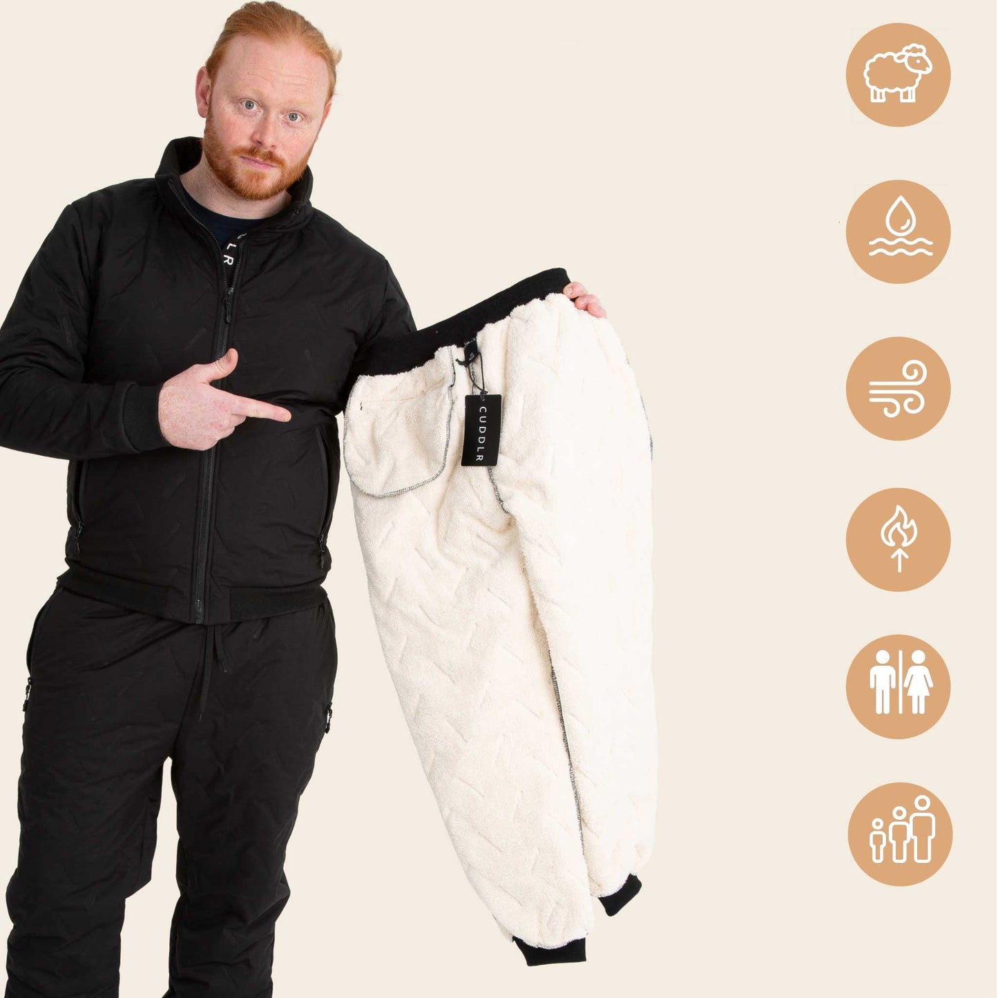 Pantalon Imperméable Doublé Polaire Unisexe