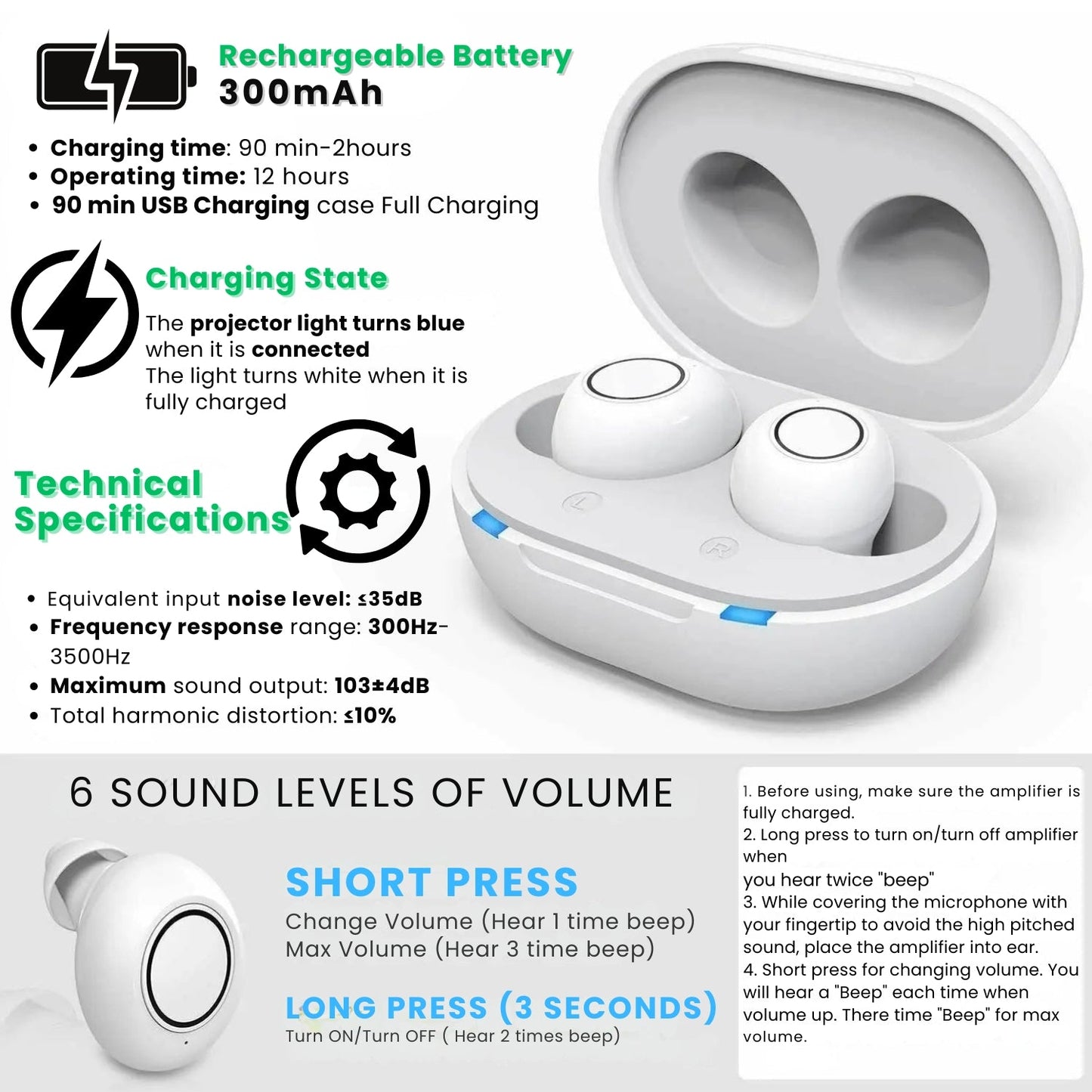 Aides Auditives Bluetooth Rechargeables Discrètes