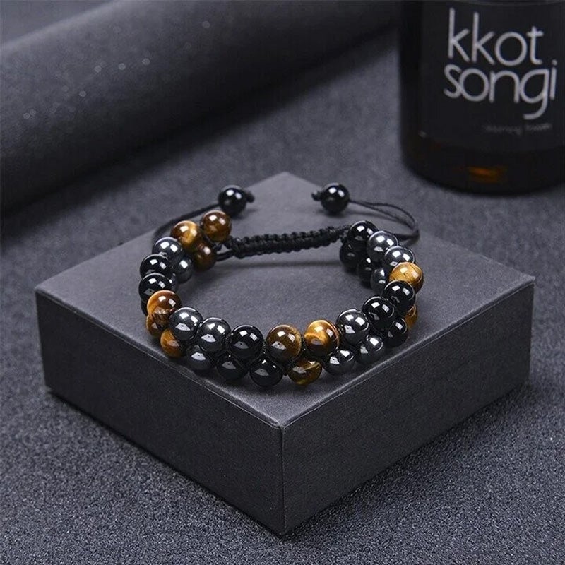 Bracelet Double Couche Pierres Protection