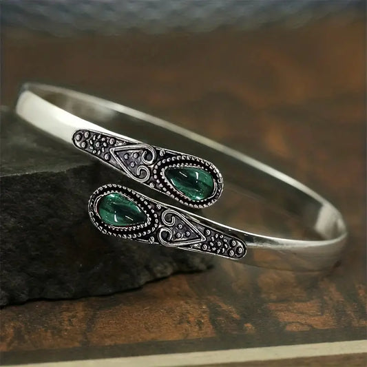 Bracelet Manchette Émeraude Or Blanc
