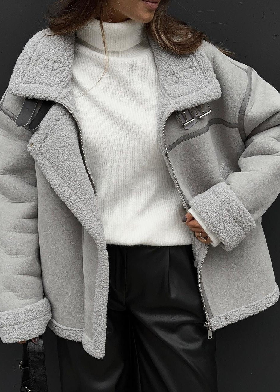 Veste Aviateur Hiver Femme – Doublure Sherpa – Fermeture Zippée