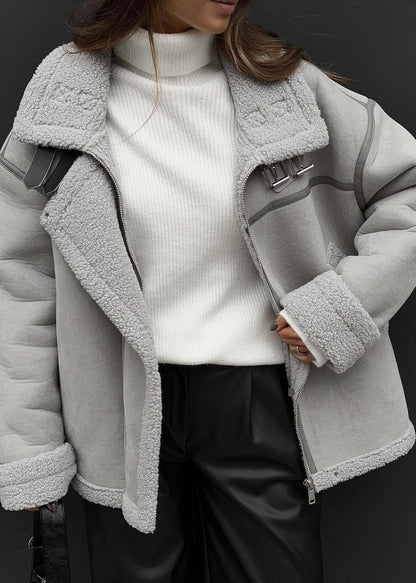 Veste Aviateur Hiver Femme – Doublure Sherpa – Fermeture Zippée