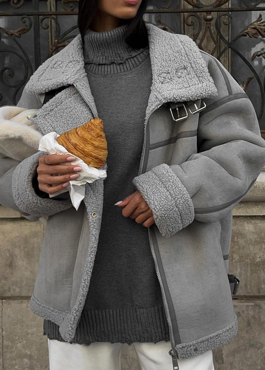 Veste Aviateur Hiver Femme – Doublure Sherpa – Fermeture Zippée