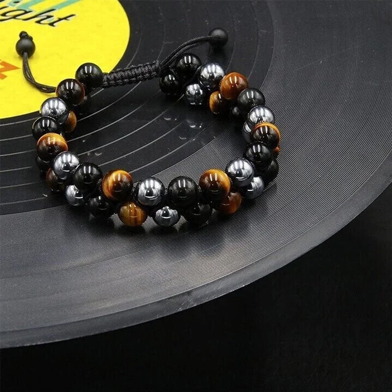 Bracelet Double Couche Pierres Protection