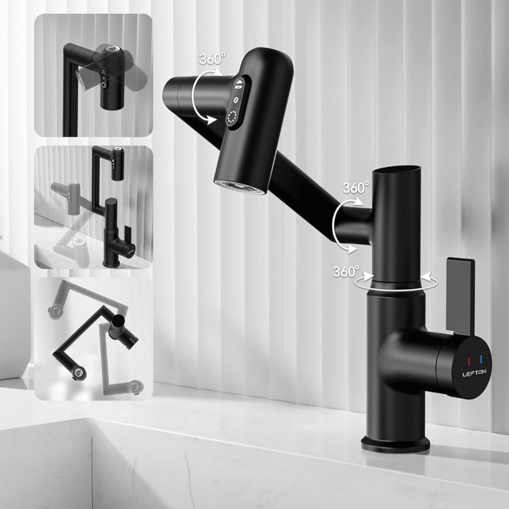 Robinet d'Évier Intelligent Pivotant à 360° | Inox avec Affichage Température