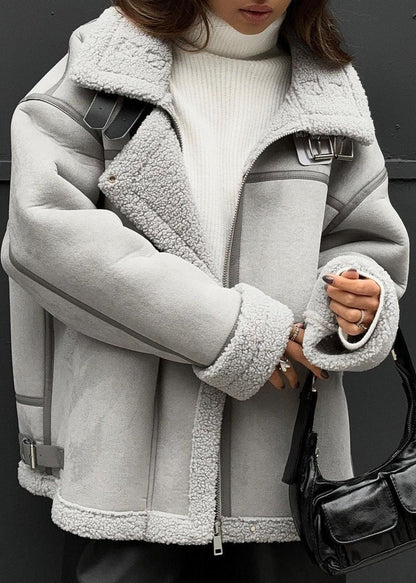 Veste Aviateur Hiver Femme – Doublure Sherpa – Fermeture Zippée