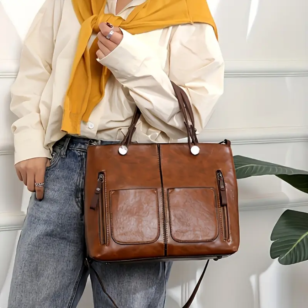 Floréa Sac à Main en Cuir pour Femme | Cabas Essentiel au Style Classique