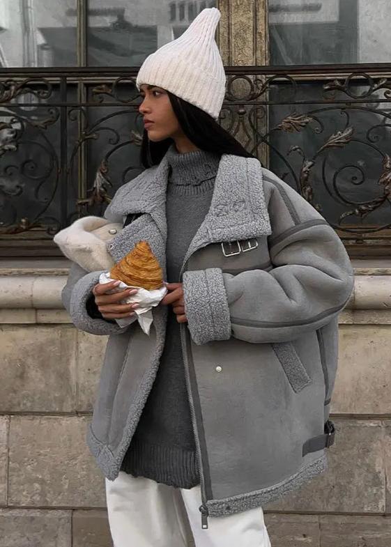 Veste Aviateur Hiver Femme – Doublure Sherpa – Fermeture Zippée