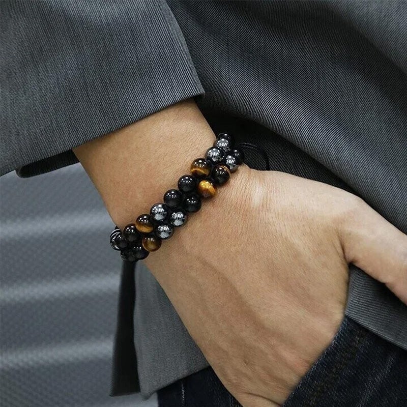 Bracelet Double Couche Pierres Protection