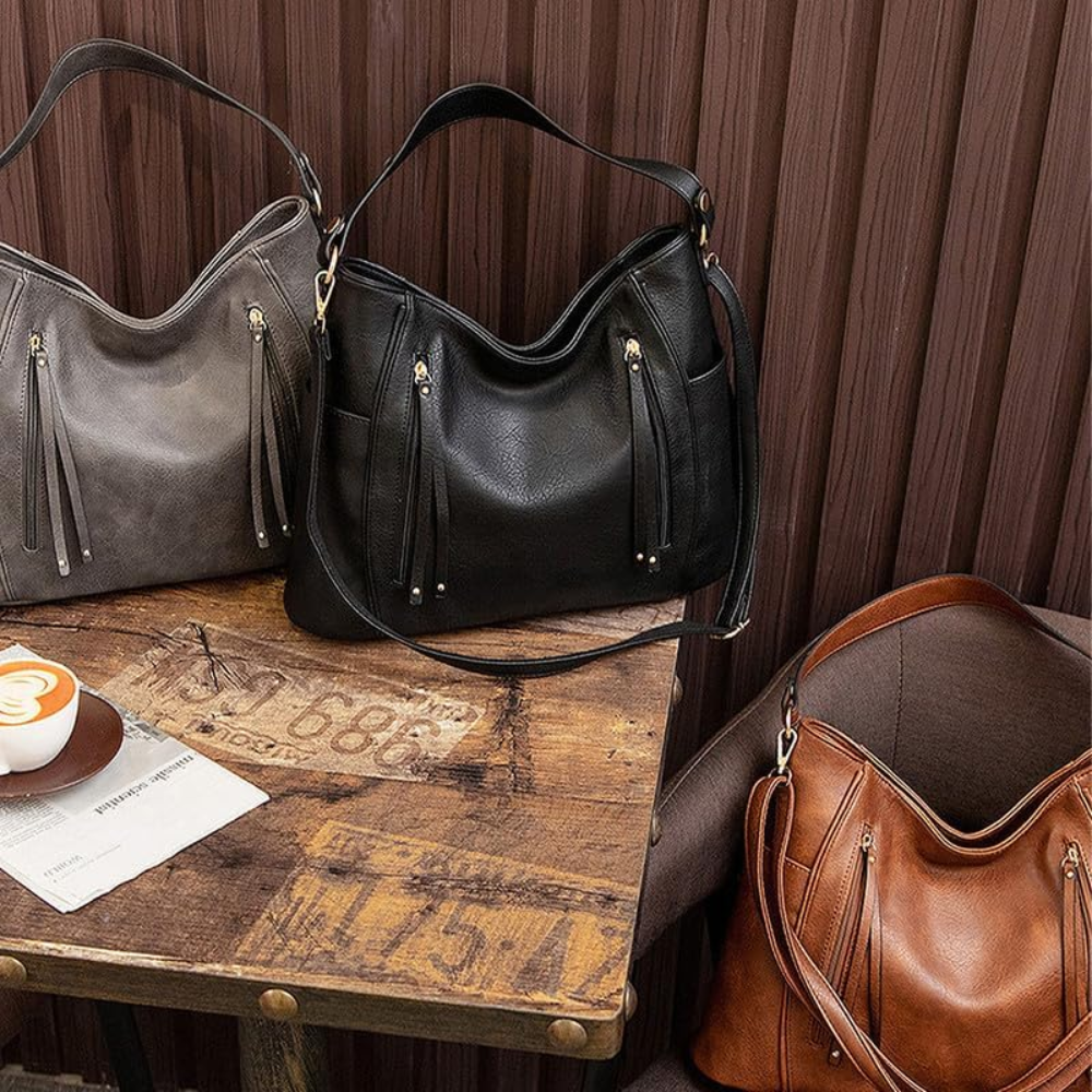 Célavine Sac à Bandoulière en Cuir | Sac à Main à Poches Multiples