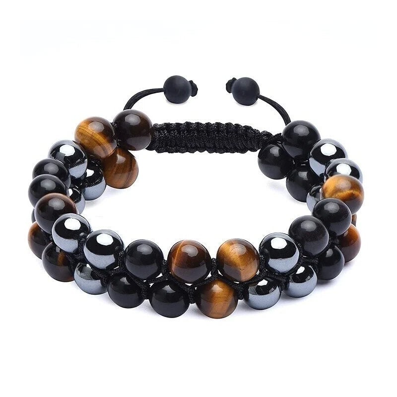Bracelet Double Couche Pierres Protection