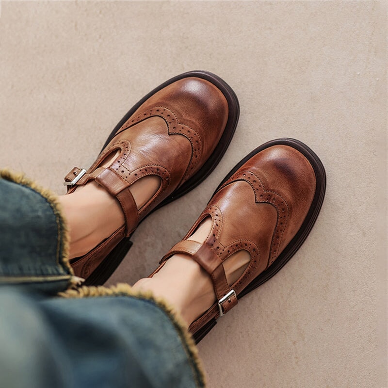 Chaussures Femme T-Bar Vintage Confort