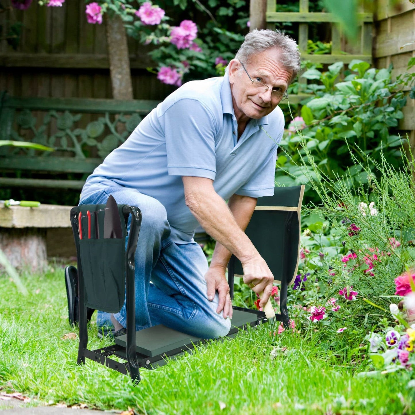 Tabouret Jardin Pliant – Porte-Outils – Jardinage