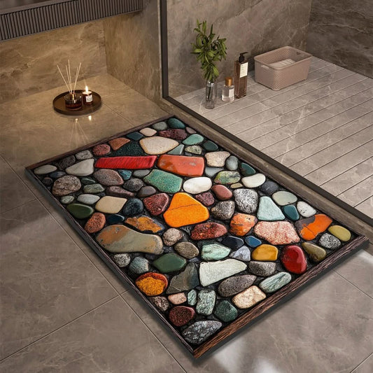 Tapis de Bain Galets – Absorbant – Antidérapant