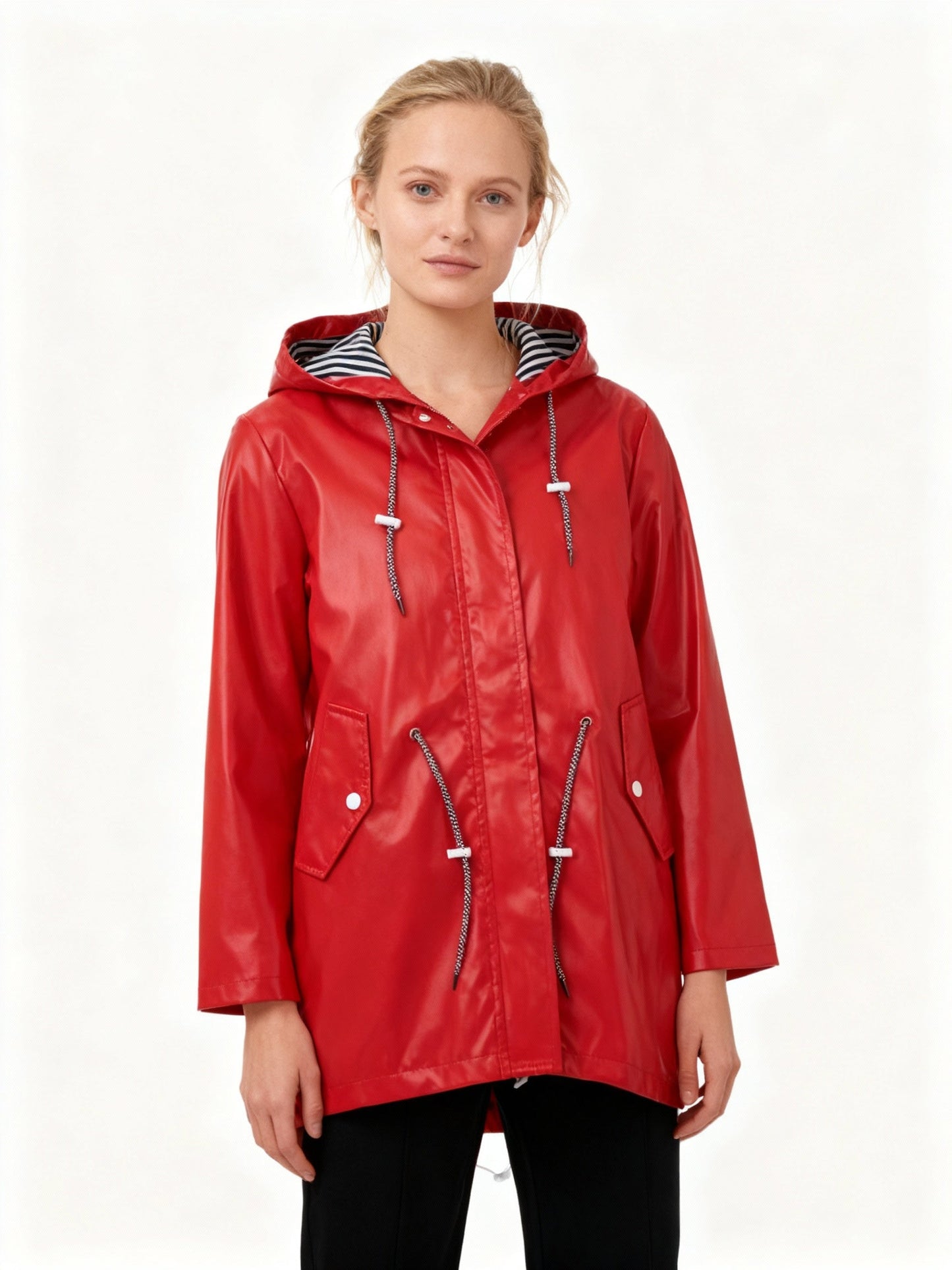 Veste Imperméable Pluie Femme – Capuche – Cordon Taille