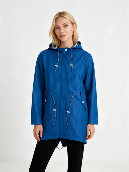 Veste Imperméable Pluie Femme – Capuche – Cordon Taille