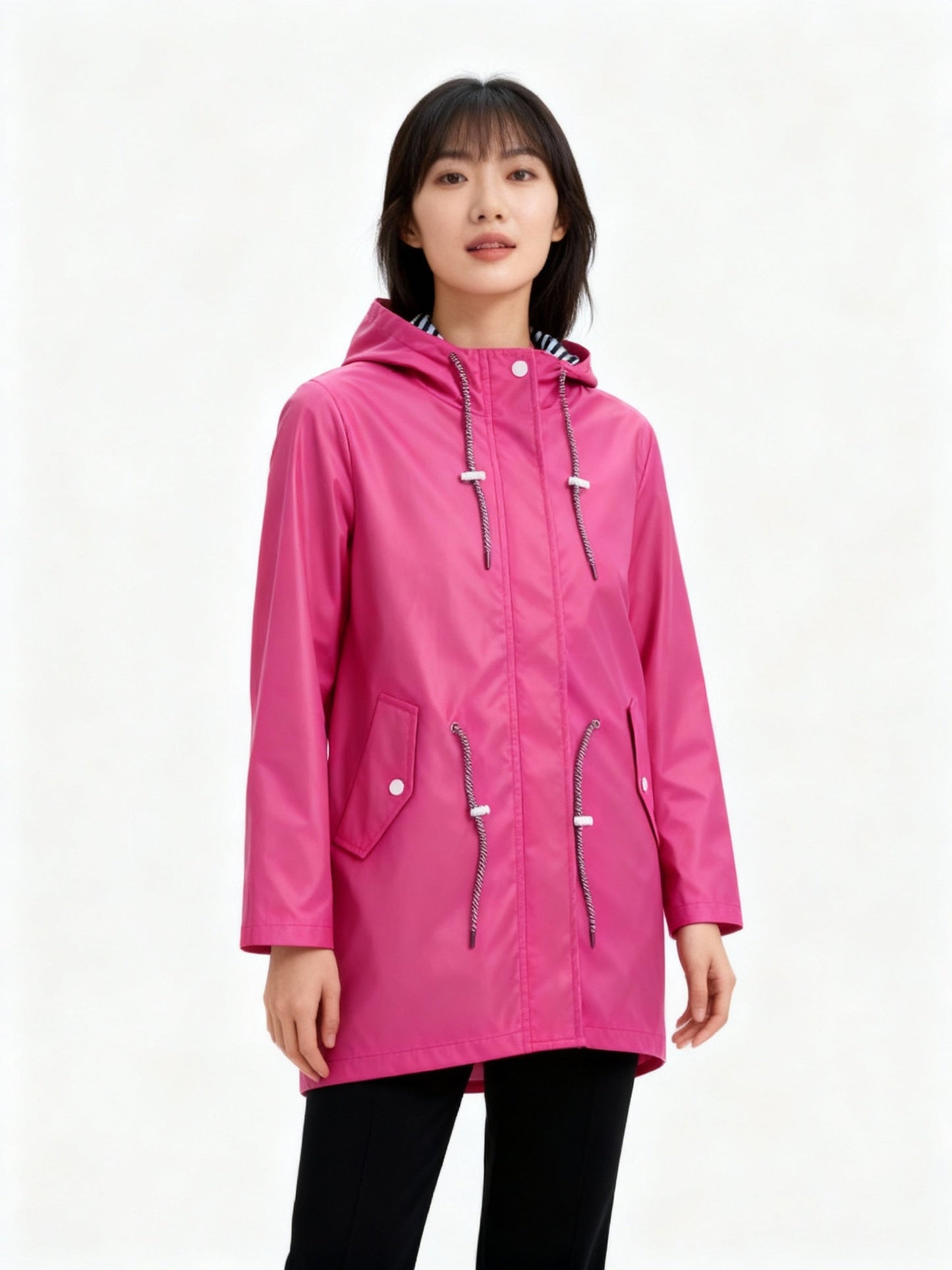 Veste Imperméable Pluie Femme – Capuche – Cordon Taille