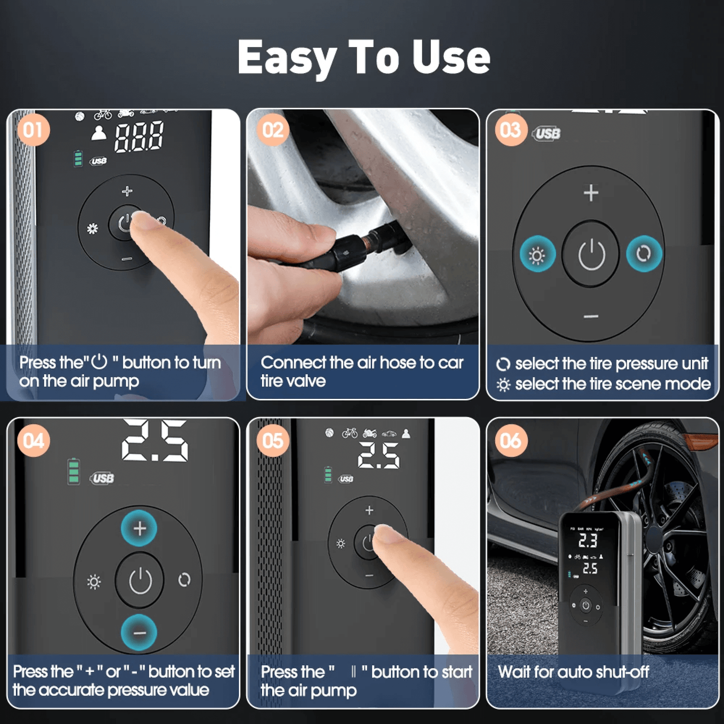 Mini Compresseur Sans Fil Rechargeable