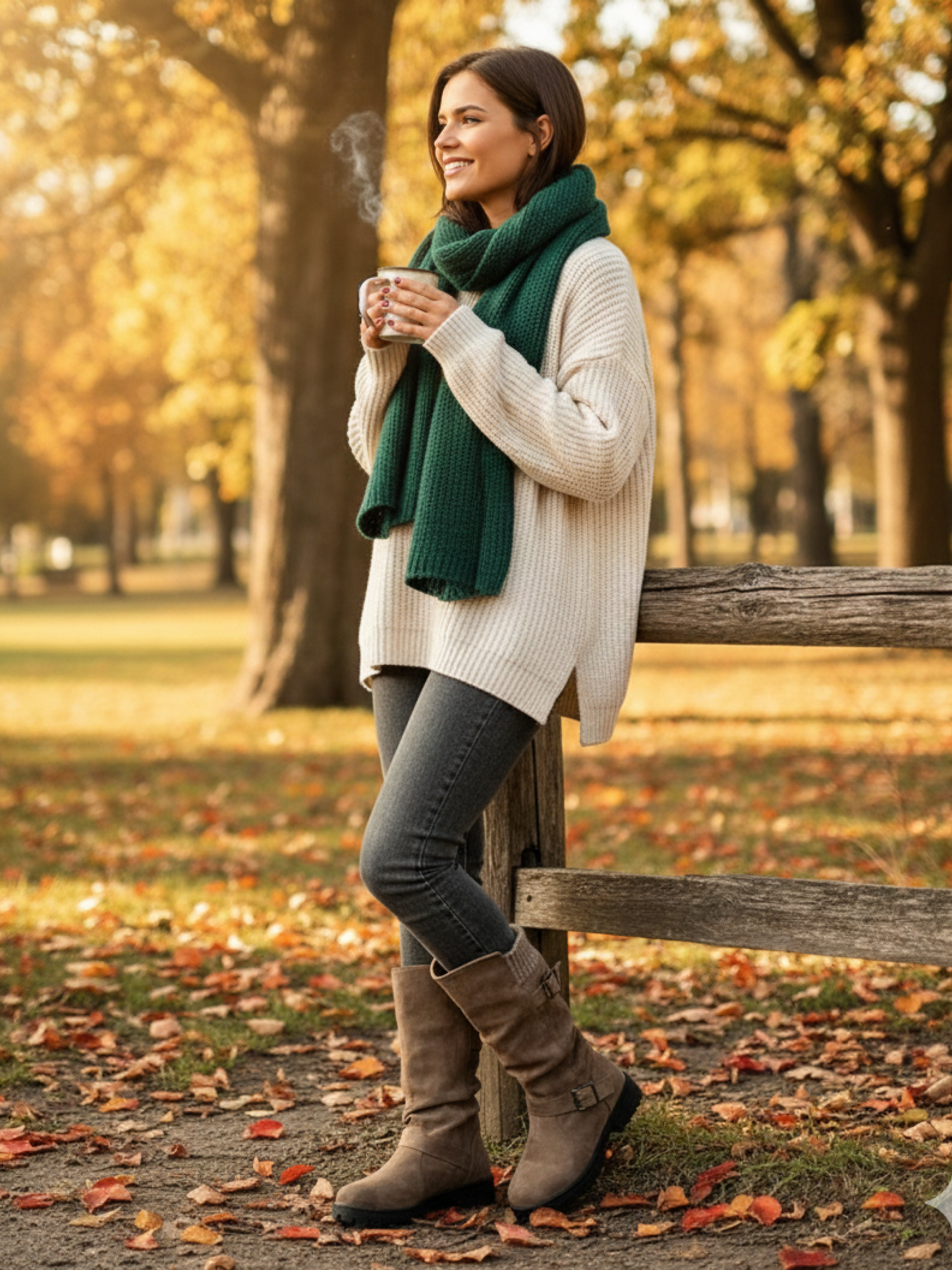 Bottes Mi-Mollet Revers Tricot Boucles