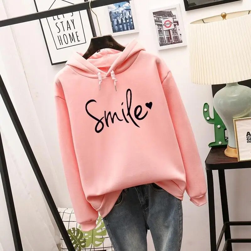 Sweat à Capuche Femme – Imprimé Smile – Coupe Ample