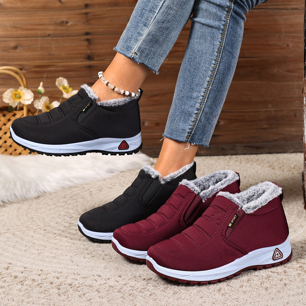 Bottines Hiver Femme – Slip-On – Doublure Polaire