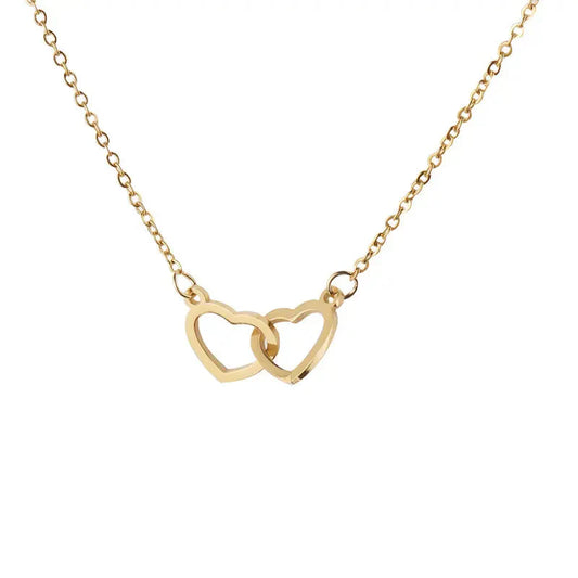 Collier Cœur – Pendentif Double Anneaux – Chaîne Fine
