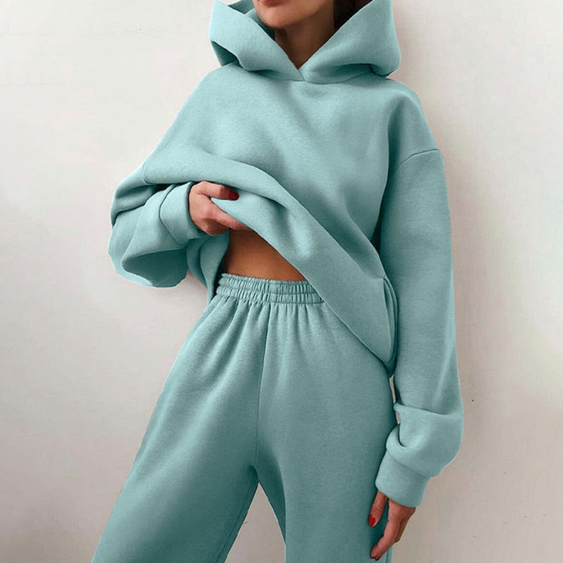 Ensemble Jogging Femme – Sweat à Capuche – Taille Élastique