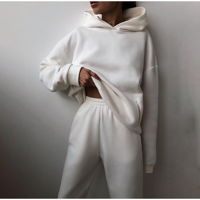 Ensemble Jogging Femme – Sweat à Capuche – Taille Élastique