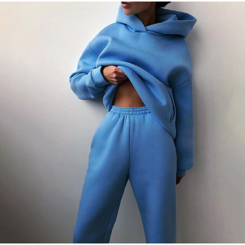 Ensemble Jogging Femme – Sweat à Capuche – Taille Élastique