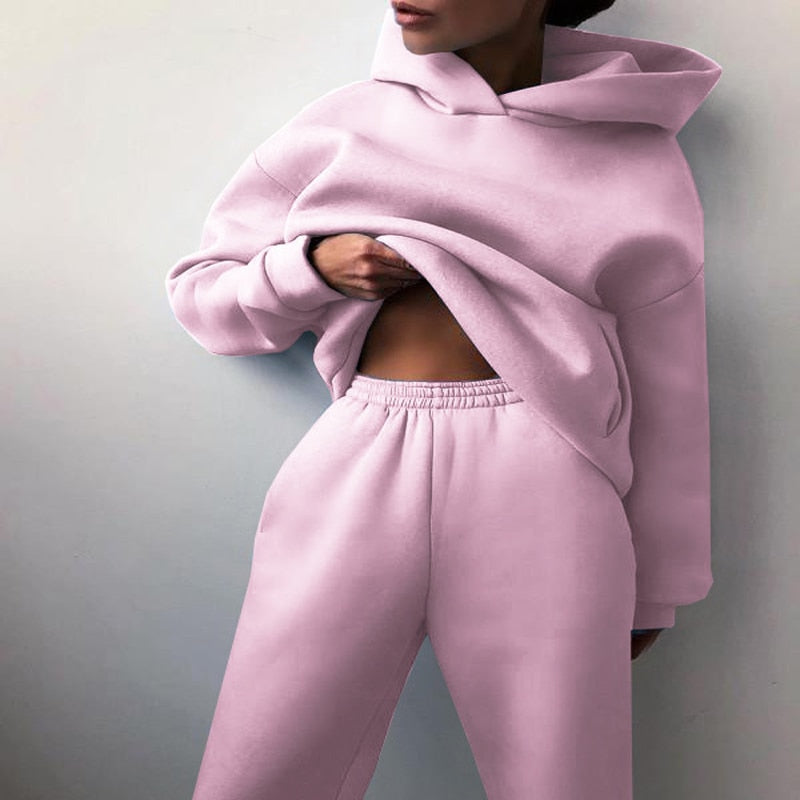 Ensemble Jogging Femme – Sweat à Capuche – Taille Élastique