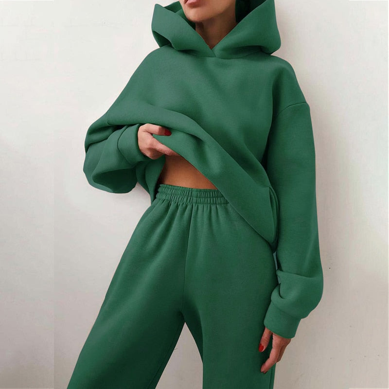 Ensemble Jogging Femme – Sweat à Capuche – Taille Élastique