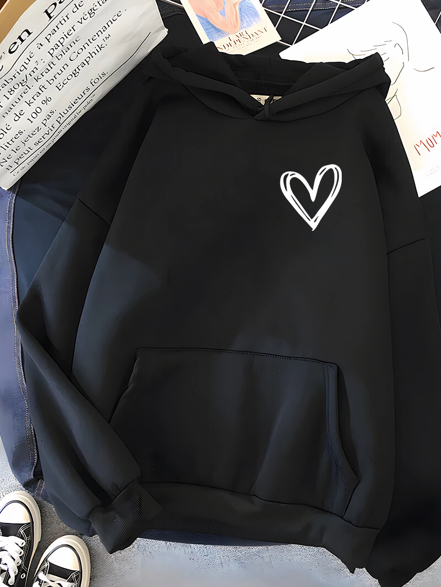 Hoodie Cœur Femme Oversize