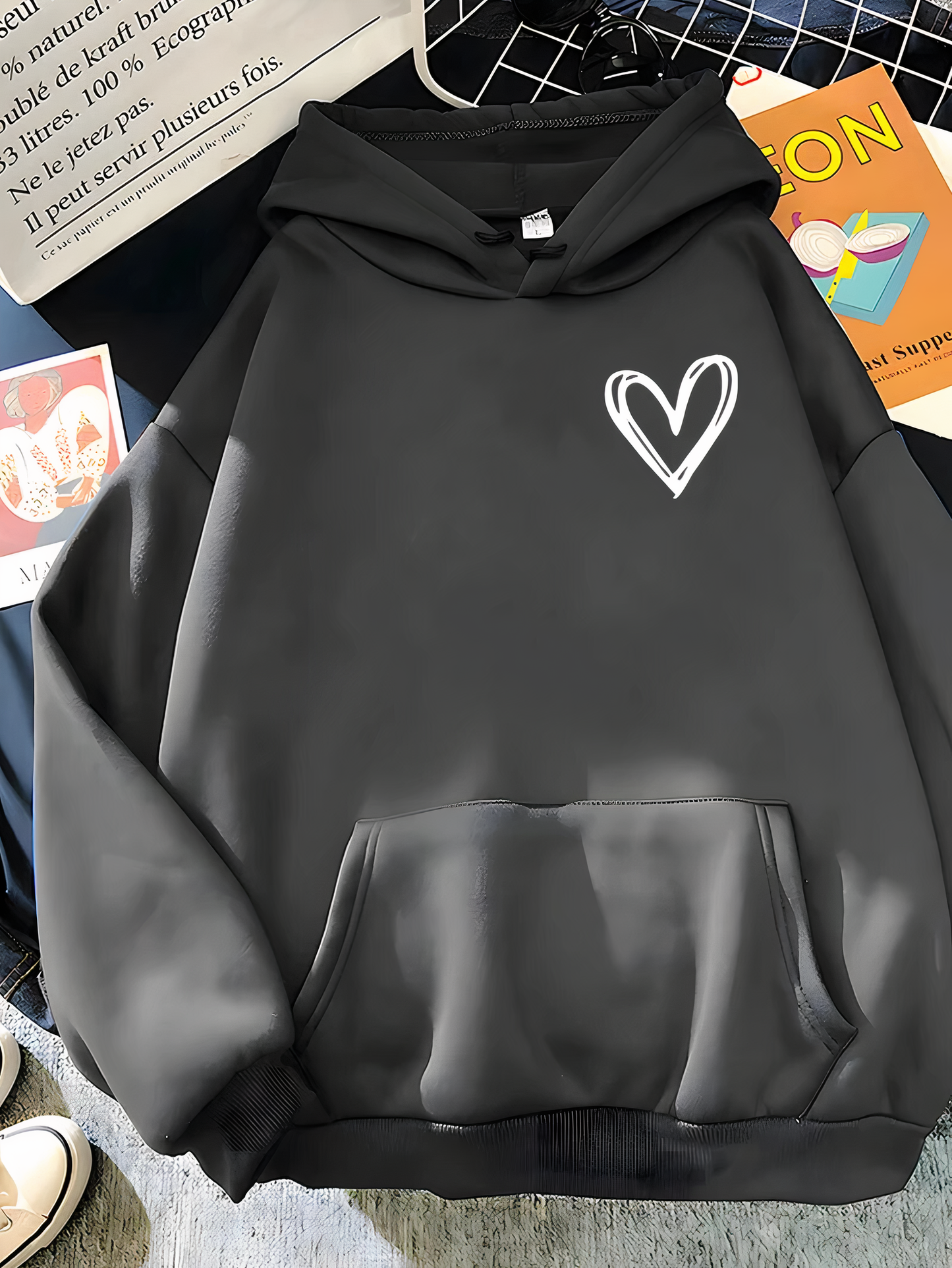 Hoodie Cœur Femme Oversize