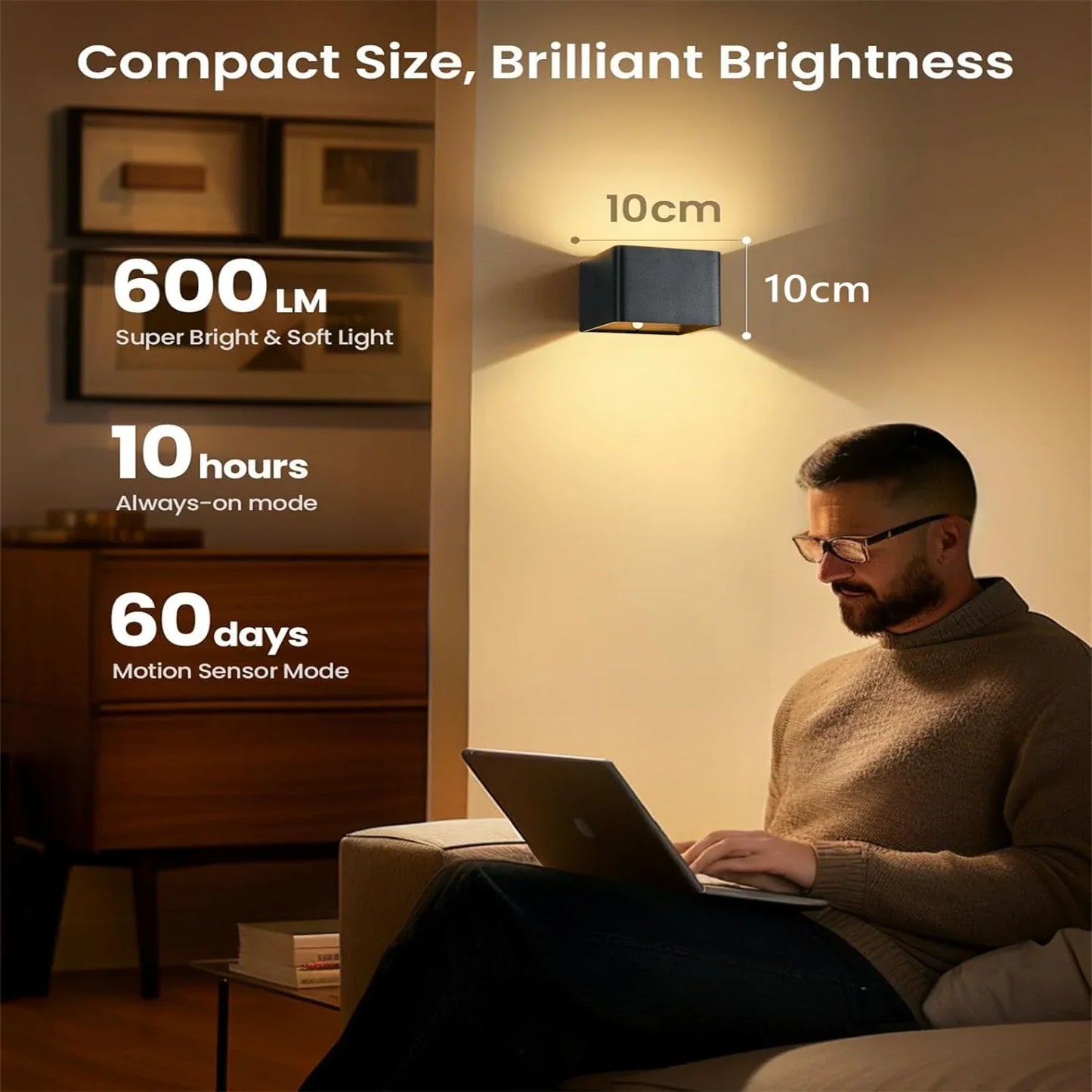 Applique Murale LED – Détecteur-Rechargeable – Intérieur
