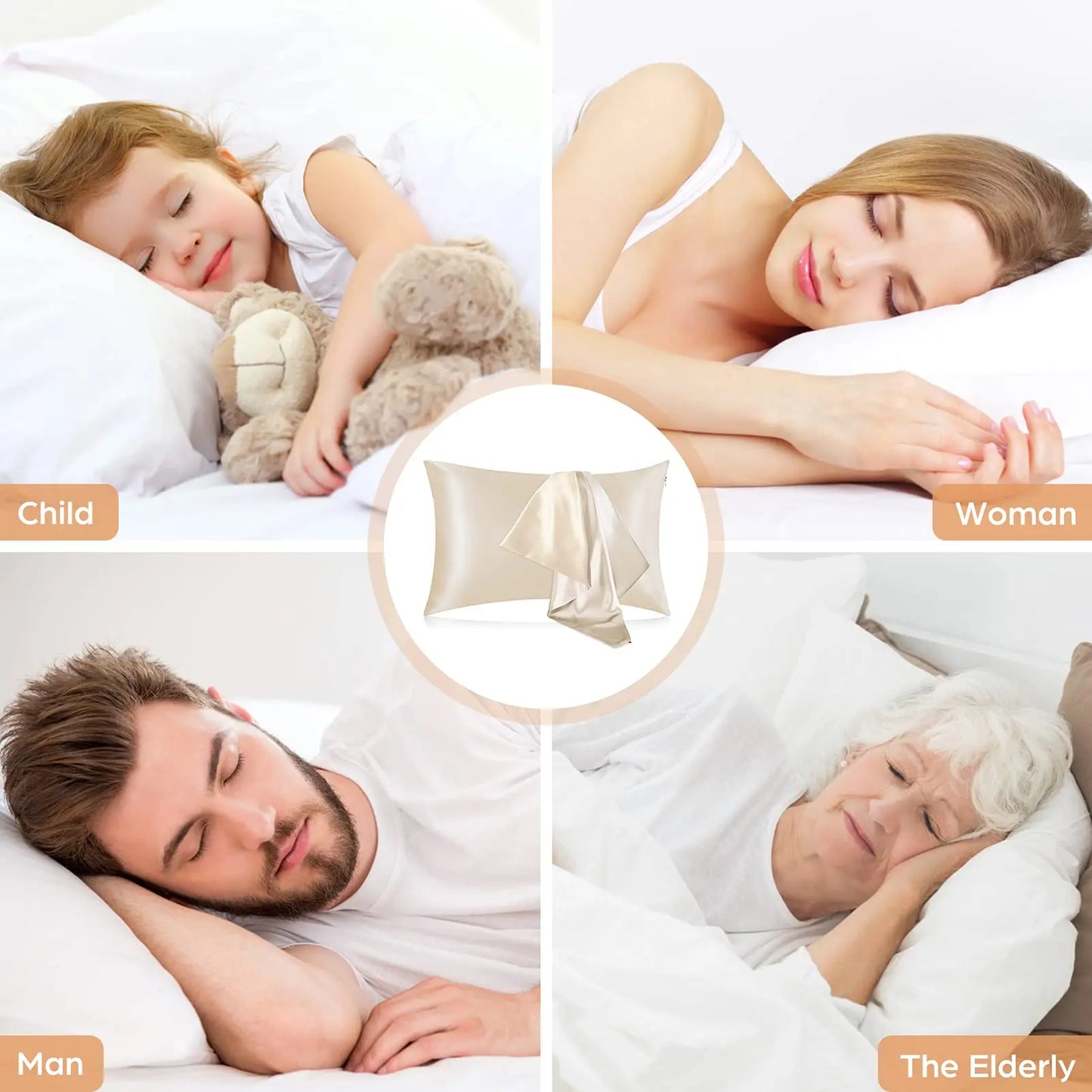 Taie Oreiller Soie – Fermeture Zippée – Sommeil