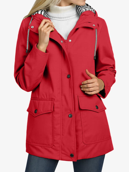 Veste Imperméable Femme – Capuche – Boutons Pression