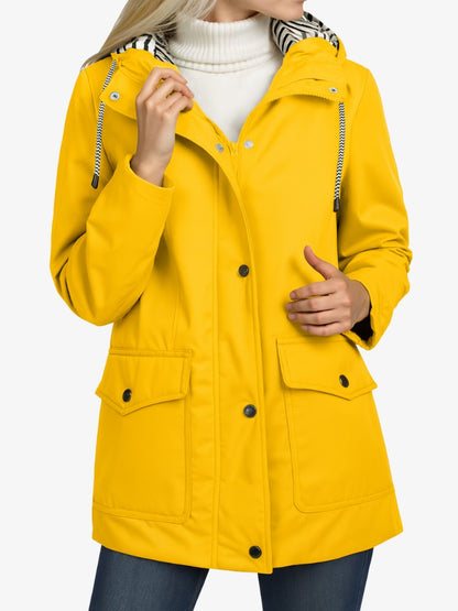 Veste Imperméable Femme – Capuche – Boutons Pression