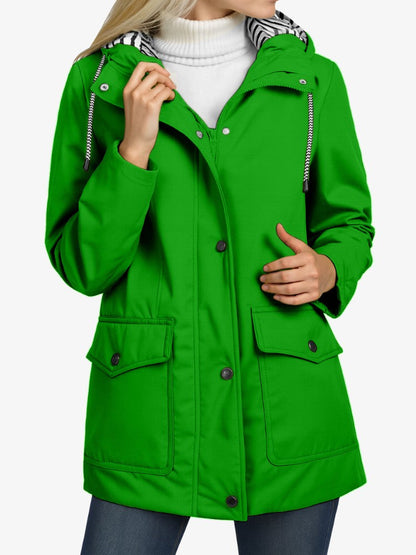 Veste Imperméable Femme – Capuche – Boutons Pression