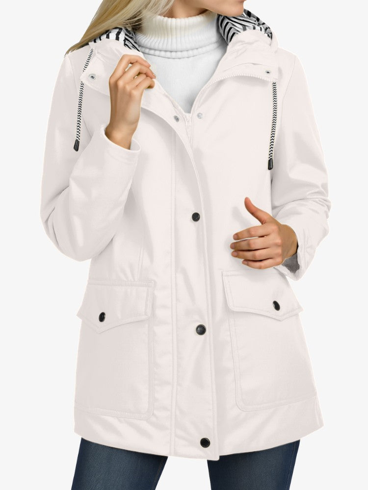 Veste Imperméable Femme – Capuche – Boutons Pression