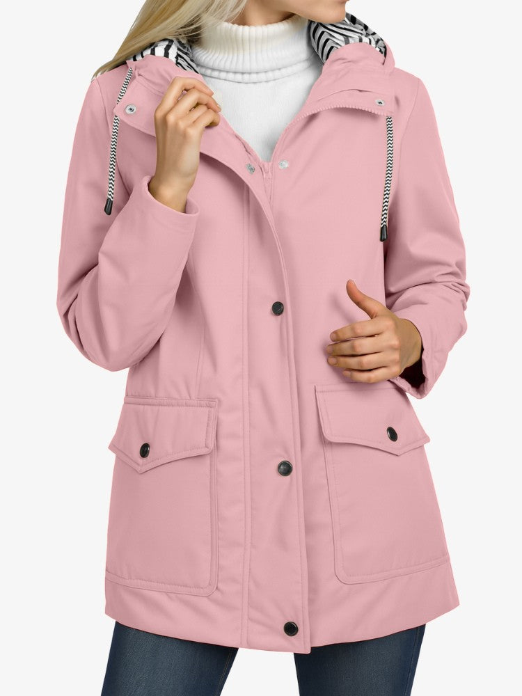 Veste Imperméable Femme – Capuche – Boutons Pression