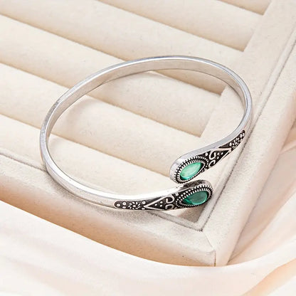 Bracelet Manchette Émeraude Or Blanc