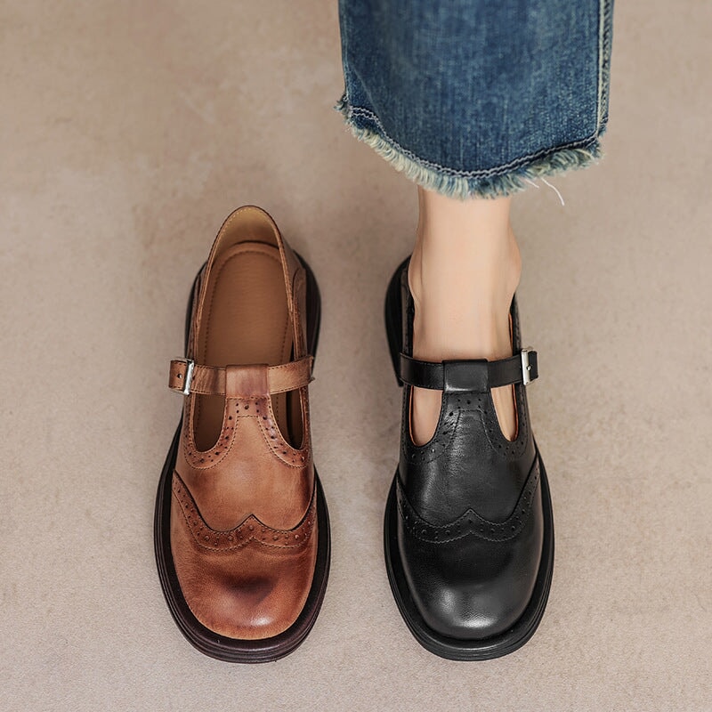 Chaussures Femme T-Bar Vintage Confort
