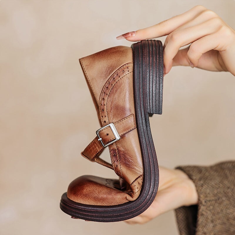 Chaussures Femme T-Bar Vintage Confort