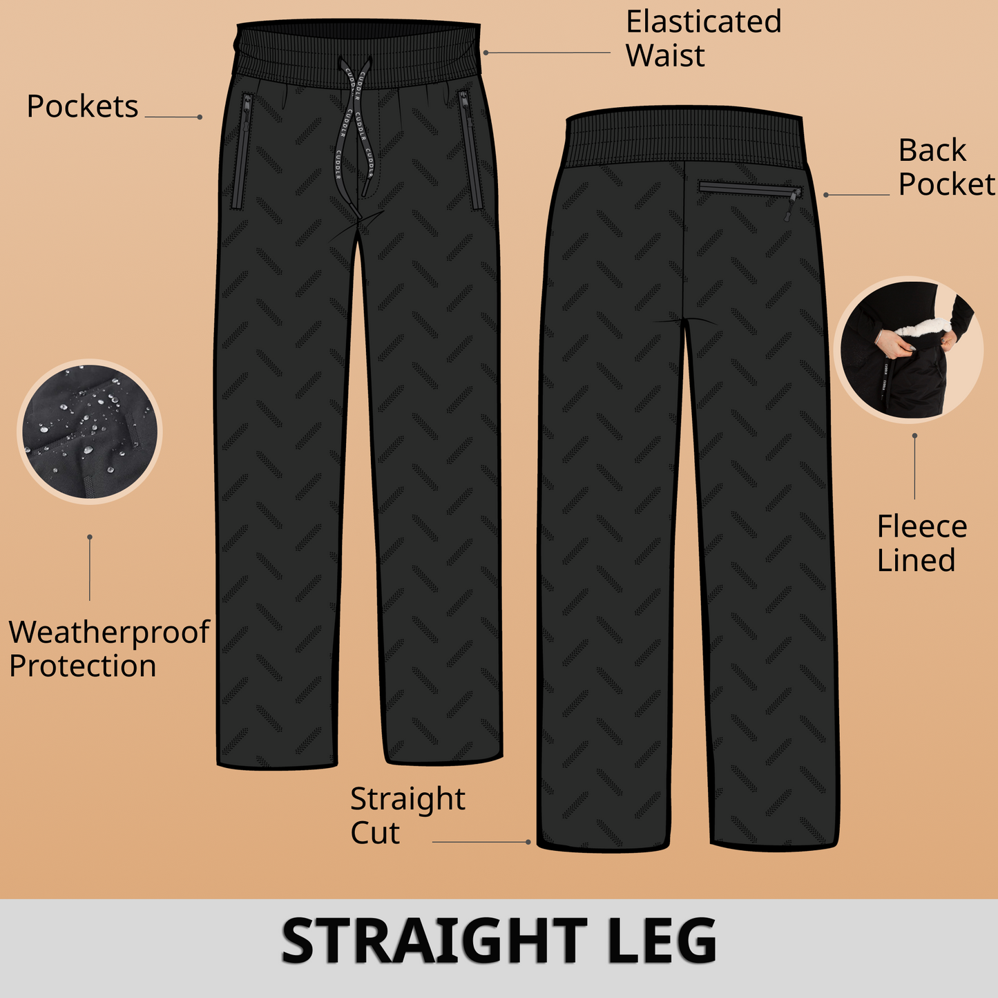 Pantalon Imperméable Doublé Polaire Unisexe